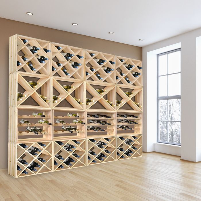 Portabottiglie vino ottimo a rombo e X da 50 cm, in legno